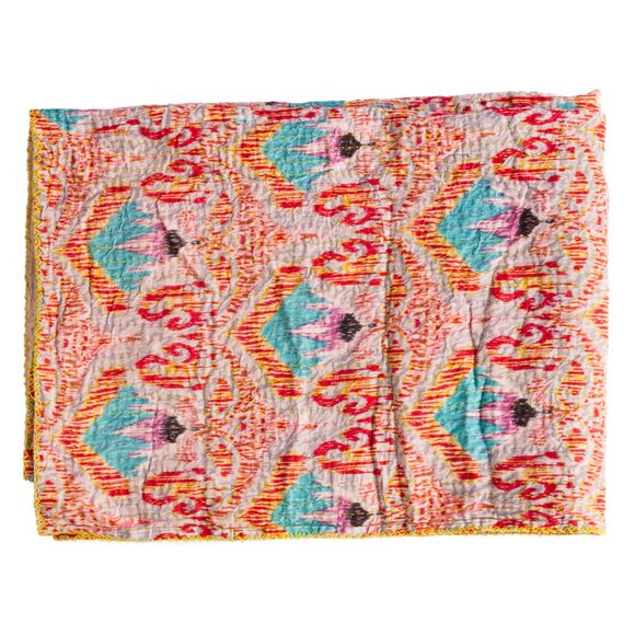 Taj Hotel Home Decor Kantha Cotton Throw | 1-Piece | Multicolor | 50"x70" - Picture 2 of 3